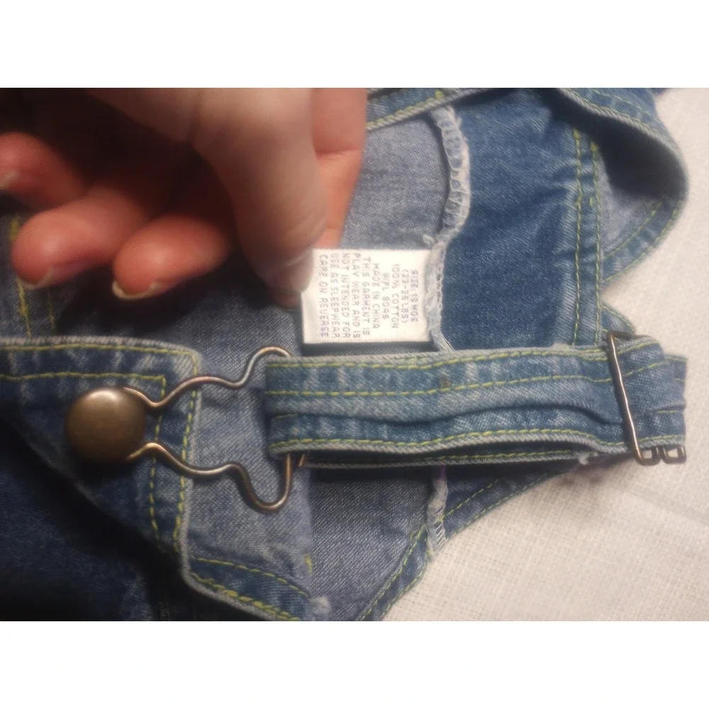 Vtg 18 Month Denim Overall Bibs Aeroplane Embroidered With Shirt‎